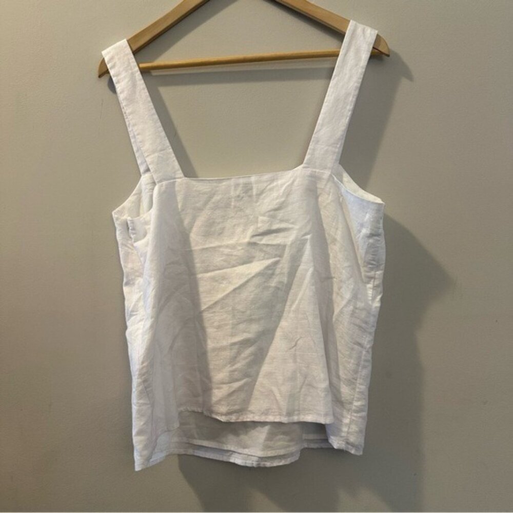 J.Crew White Tank Top NWT Women’s Size Medium Square Neck Cotton - Picture 3 of 7